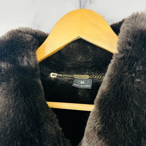 Gallery Genuine Leather Suede Vintage Faux Fur Coat - Picture 2 of 4